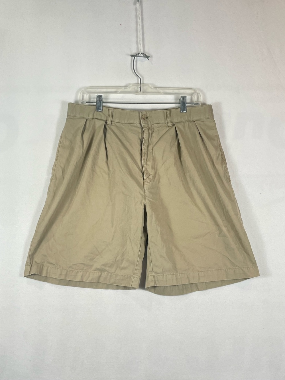 Vintage Polo Ralph Lauren Tyler Shorts Pleated Chino Beige Cotton Sz 33W/8L